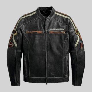 Harley Davidson Colorblocked Herren Lederjacke