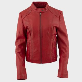 Damen rote Lederjacke