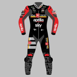 Maverick Vinales Aprilia Motorrad-Lederkombi Britischer GP 2024