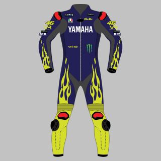 Valentino Rossi Blauer Yamaha Motorrad-Rennlederanzug MotoGP 2024