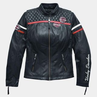 Damen Miss Enthusiast H-D Triple Vent System Lederjacke